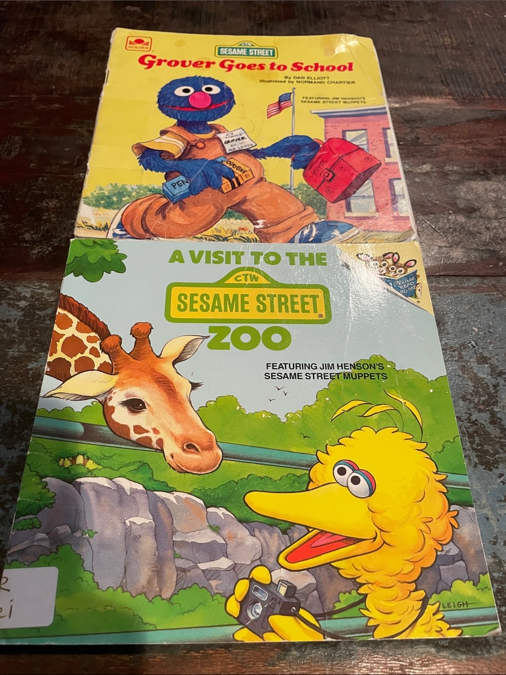 Sesame Street Yellow Big Bird & Blue Grover Illustrated Story Covers